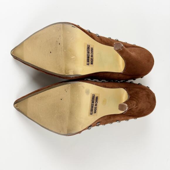 Fahrenheit Brown Faux Suede Studded Heels Size 6 - Picture 6 of 15